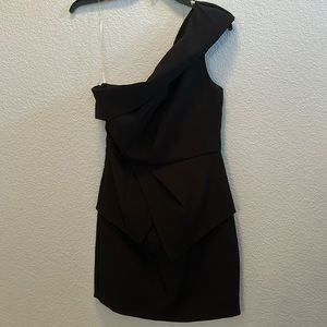 One shoulder dress. Black. Short length. Runs small.